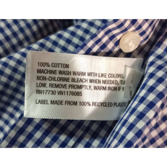 GoodFellow Shirt Men's 2xb Blue Check Button Front Long Sleeve - Picture 7 of 8